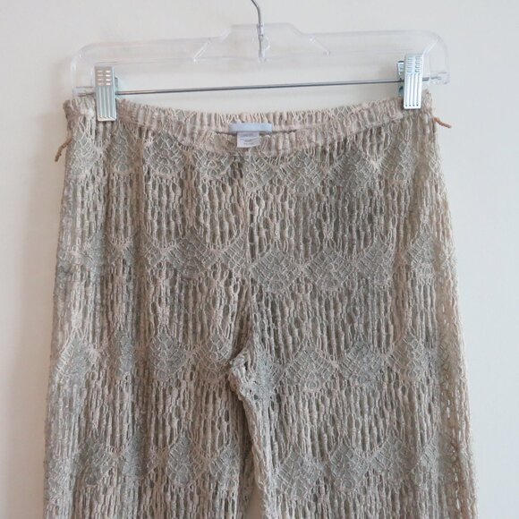 EBERJEY Free Spirit Margaux Crochet Ombre Ombre Cover Up Boho Flare Pant Sz S/M - Picture 3 of 14